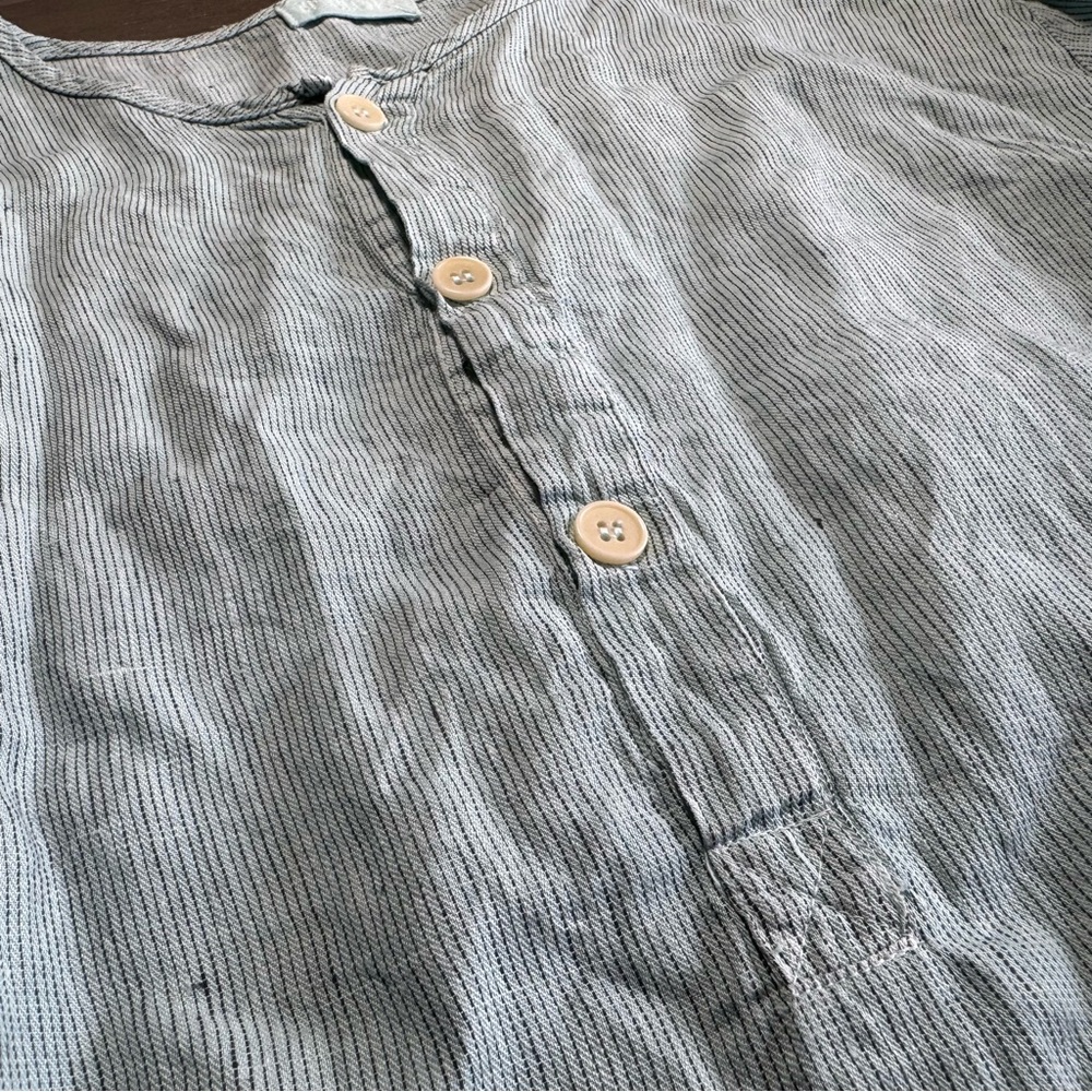 CP Shades 100% Linen Blue Henley Tunic Blouse L - Picture 5 of 11